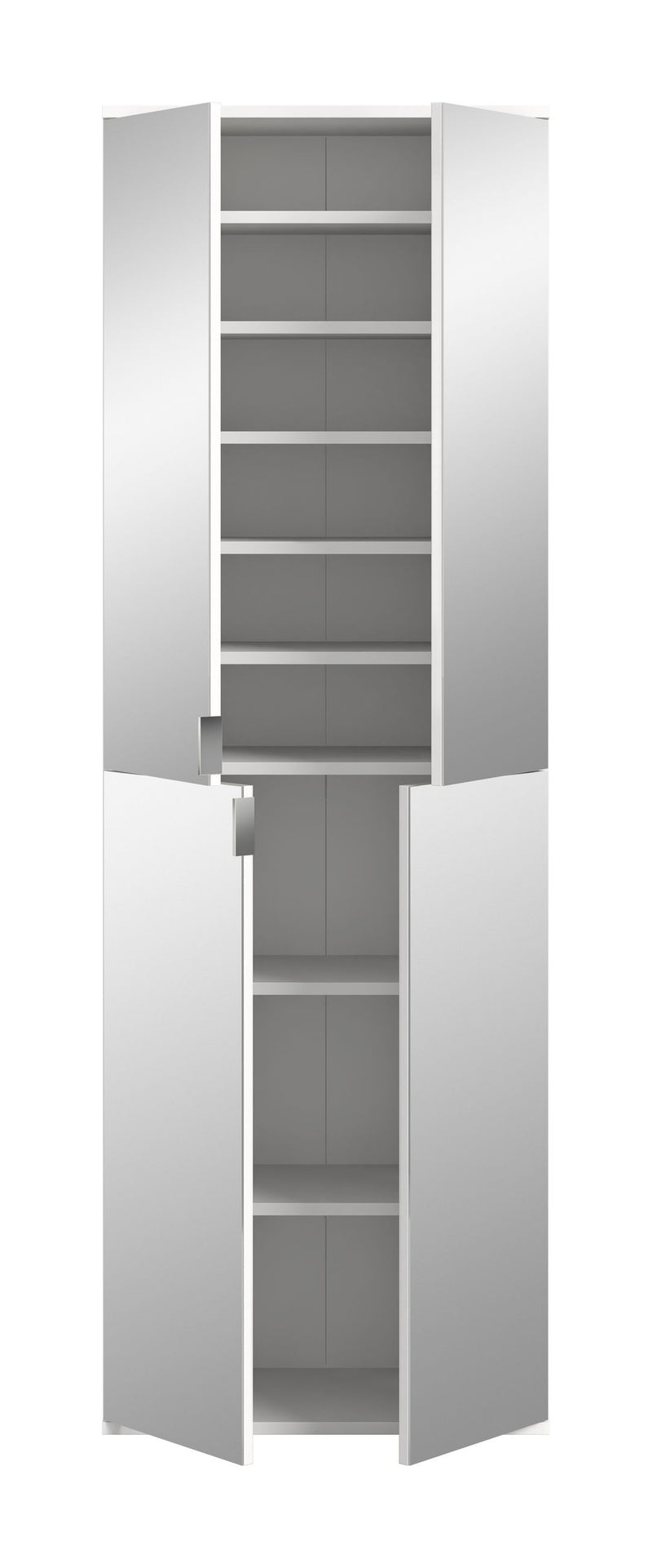 Garderobenschrank Weiß-Hochglanz, 121x193x34 cm, Kleiderstange, Regale