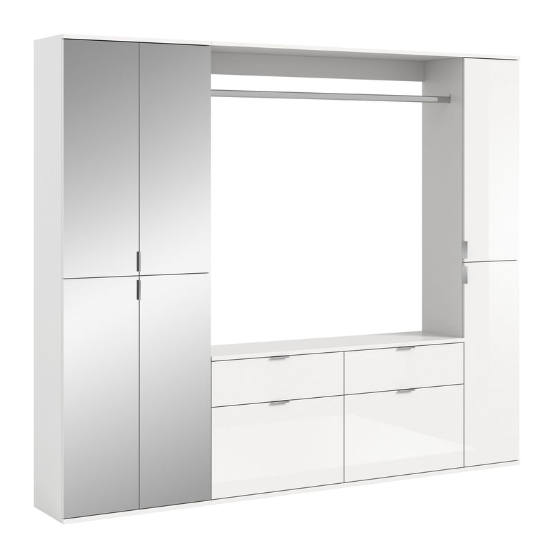 Garderobenkombination Weiß Hochglanz 212x193x34 cm Modern Elegant