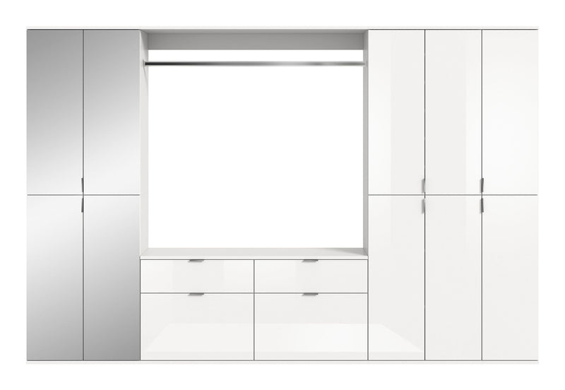Garderobenkombination Weiß Hochglanz 273x193x34 cm Modern Elegant