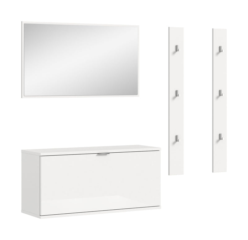 Garderobenkombination Weiß Hochglanz 130x191x37 cm mit Sitzbank