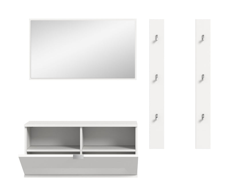 Garderobenkombination Weiß Hochglanz 130x191x37 cm mit Sitzbank