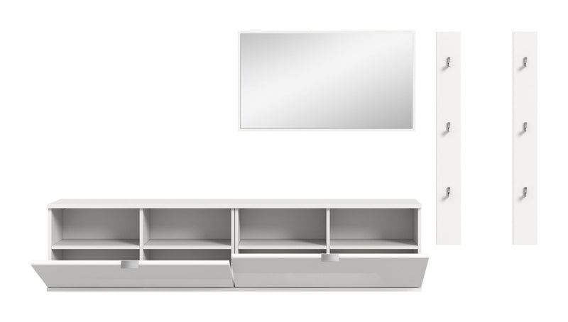 Garderobenkombination Weiß Hochglanz, 237x191x37 cm, FSC-zertifiziert