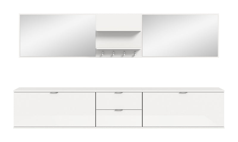 Garderobenkombination Weiß Hochglanz, 236x191x37 cm, FSC-zertifiziert