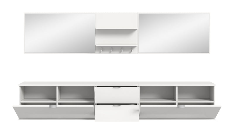 Garderobenkombination Weiß Hochglanz, 236x191x37 cm, FSC-zertifiziert