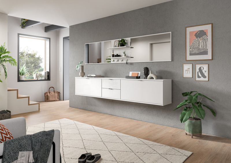 Garderobenkombination Weiß Hochglanz, 236x191x37 cm, FSC-zertifiziert