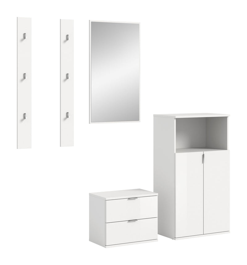 Garderobenkombination Weiß Hochglanz 179x191x37 cm 4-teiliges Set