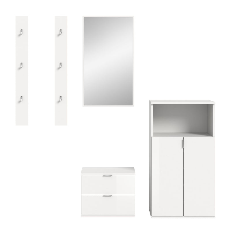 Garderobenkombination Weiß Hochglanz 179x191x37 cm 4-teiliges Set