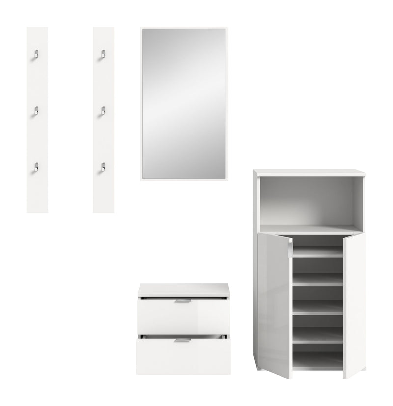 Garderobenkombination Weiß Hochglanz 179x191x37 cm 4-teiliges Set