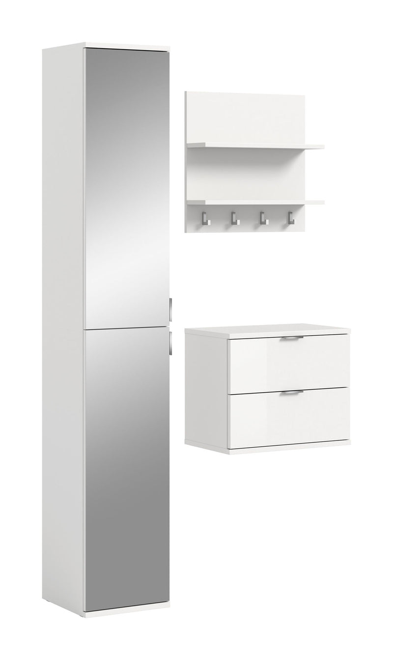 Garderobenkombination Weiß Hochglanz, 82x191x37 cm, FSC-zertifiziert