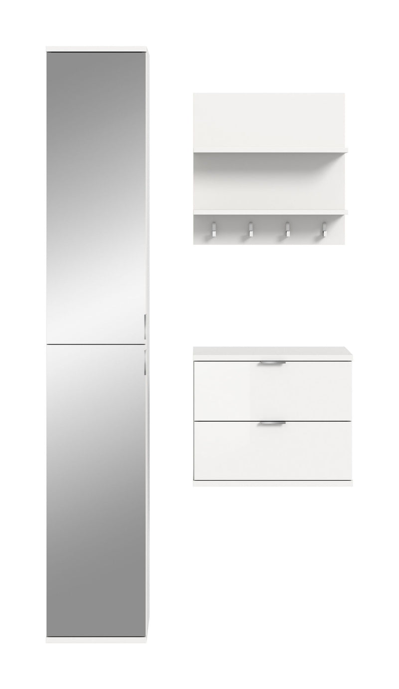 Garderobenkombination Weiß Hochglanz, 82x191x37 cm, FSC-zertifiziert