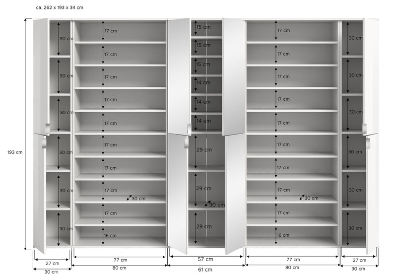 Garderobenschrank Weiß Hochglanz, 262x191x37 cm, FSC-zertifiziert