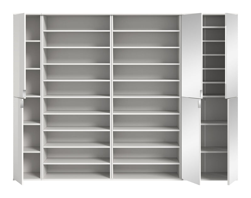 Garderobenschrank Weiß Hochglanz, 232x191x37 cm, Hochschrank, Schuhregale
