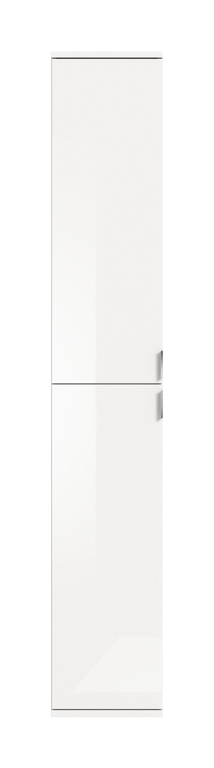 Hochschrank Weiß Hochglanz, 193x30x34 cm, Drehtüren, FSC-zertifiziert