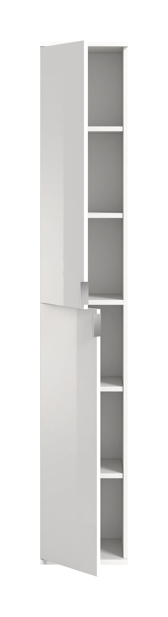 Hochschrank Weiß Hochglanz, 193x30x34 cm, Drehtüren, FSC-zertifiziert