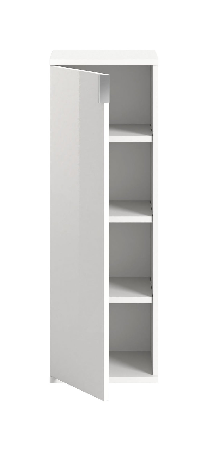 Kommode Weiß Hochglanz, 30x99x34 cm, Spanplatte, Offene Fächer