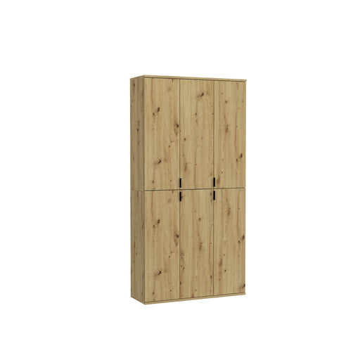 Garderobenschrank Artisan Eiche mit vier Türen und horizontaler Mittelteilung in Gesamtansicht.