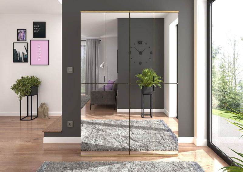Garderobenschrank Artisan Eiche Spiegelglas 122x193x34 cm