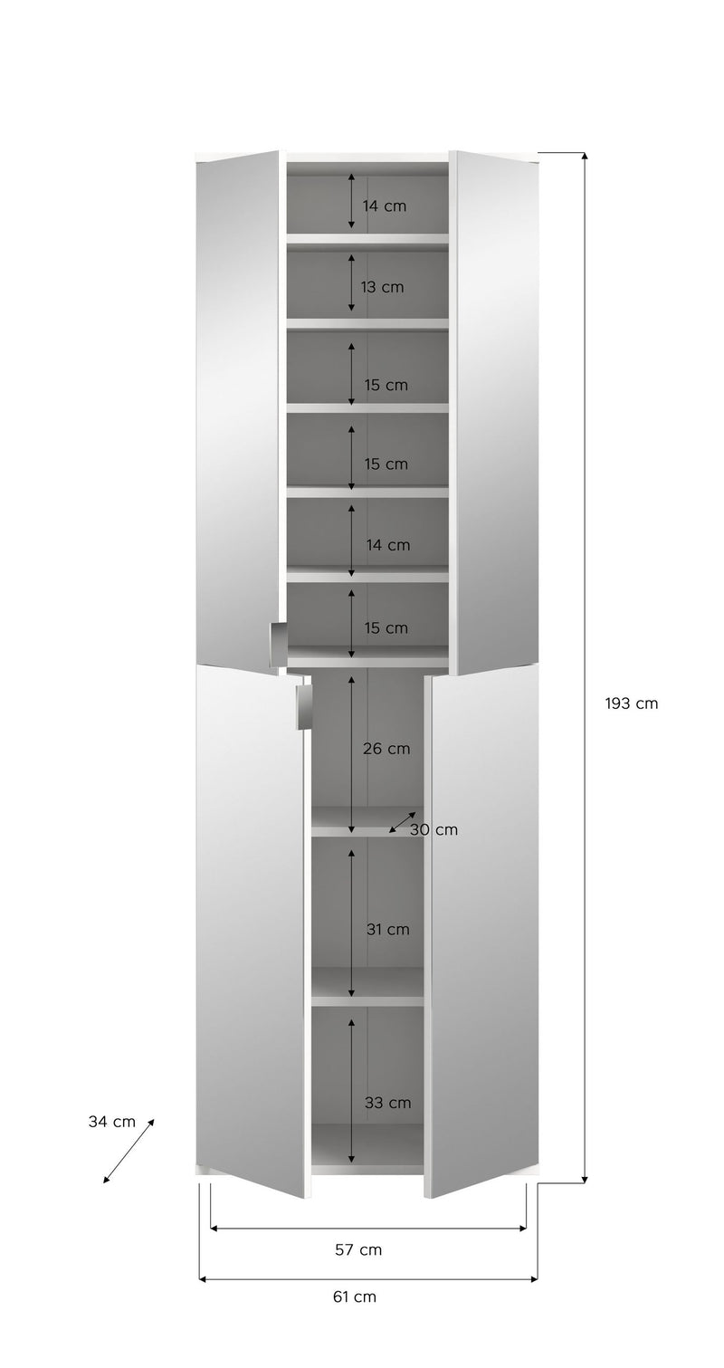 Garderobenschrank Artisan Eiche, Spiegelfront, 244x193x34 cm