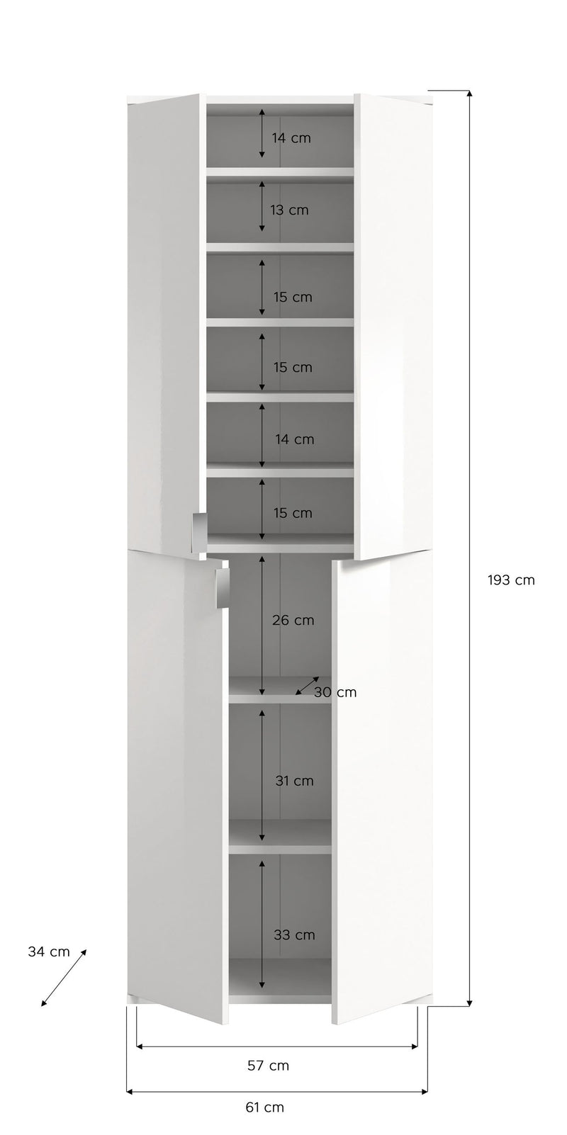 Garderobenschrank Artisan Eiche, Spiegelfront, 244x193x34 cm