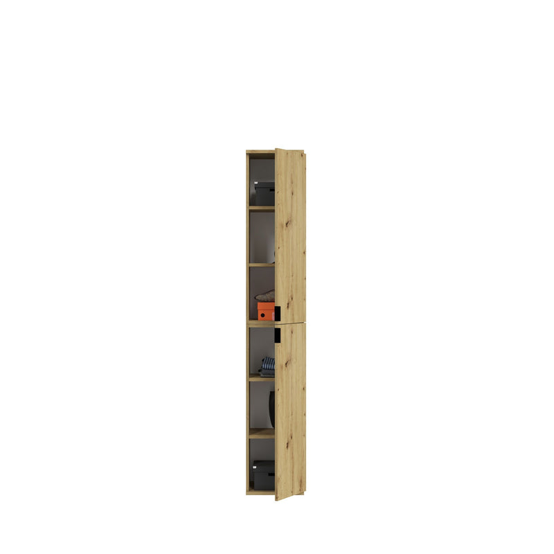 Garderobenschrank Artisan Eiche, Spiegelglas, 121x193x34 cm