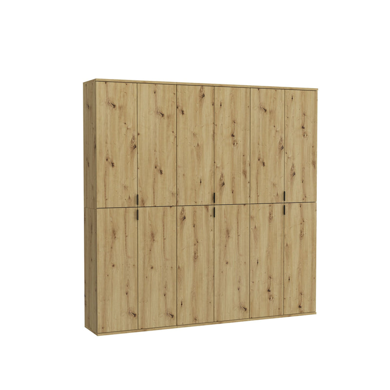 Garderobenschrank Artisan Eiche, Spiegelglas, 183x193x34 cm