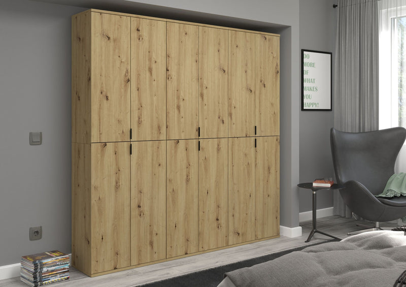 Garderobenschrank Artisan Eiche, Spiegelglas, 183x193x34 cm