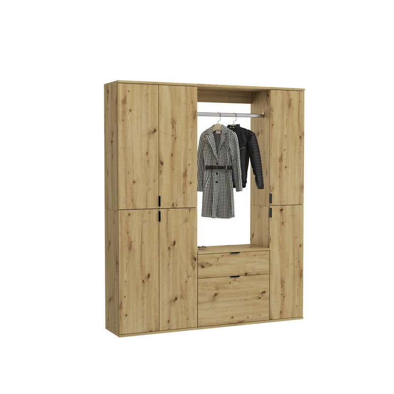 Garderobenkombination Artisan Eiche, 152x193x34 cm, Regale & Schubladen