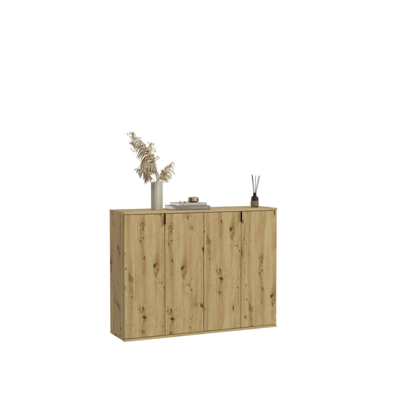 Dielenkommode  Artisan Eiche, Schwarz, 122x97x34 cm, Stauraum