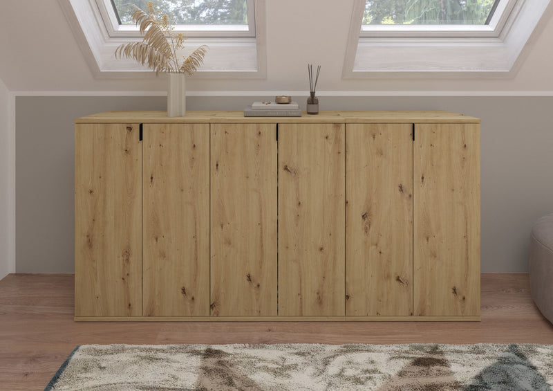 Dielenkommode Artisan Eiche, 183x99x34 cm, mit Metallakzenten