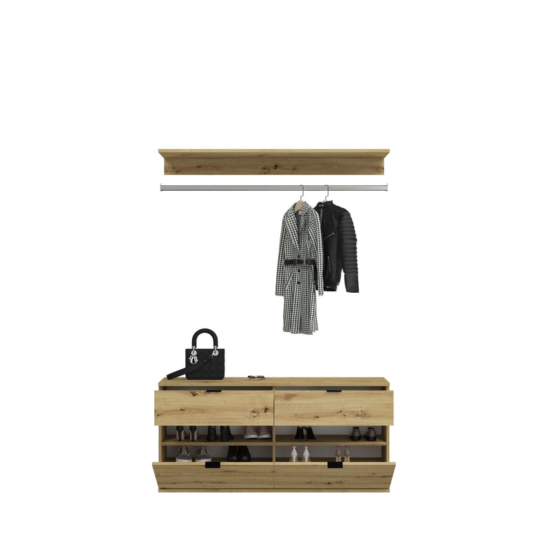Kommode mit Garderobenstange Artisan Eiche, modern, 121x62x34 cm