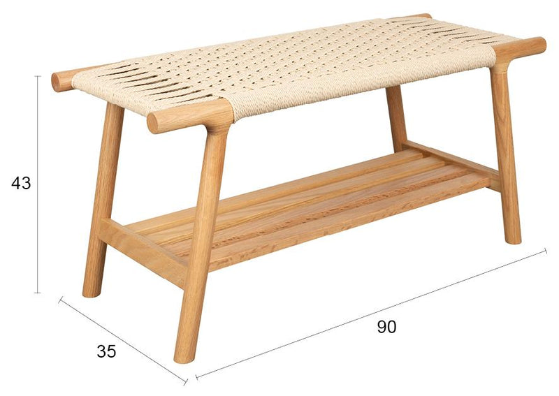 Sitzbank Kintaro aus Eiche | Japandi-Design mit Seilgeflecht