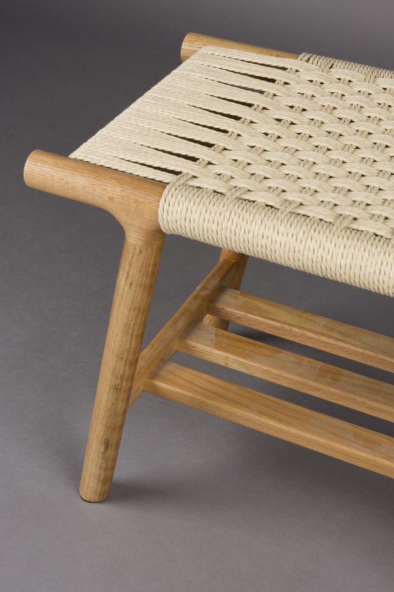 Sitzbank Hocker Kintaro aus Eiche | Japandi-Design mit Seilgeflecht