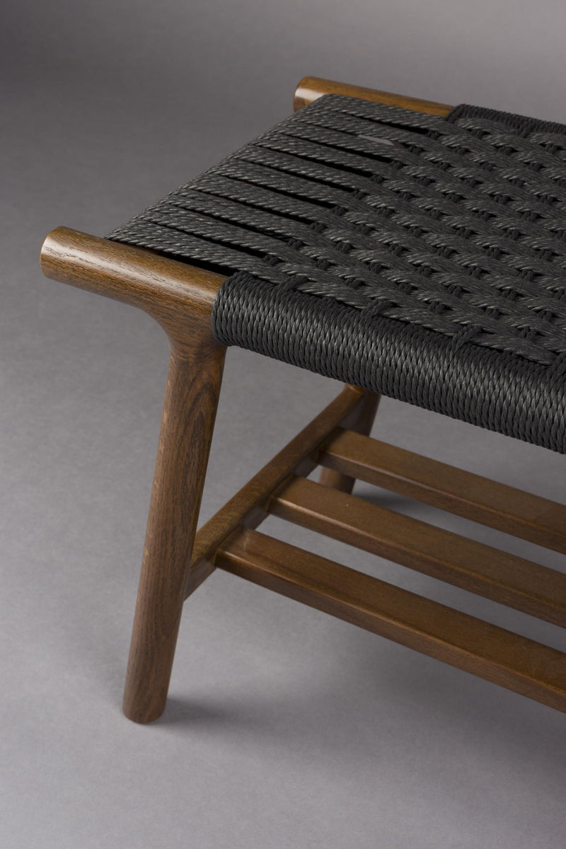 Sitzbank Hocker Kintaro Walnuss | Japandi-Design & Seilgeflecht