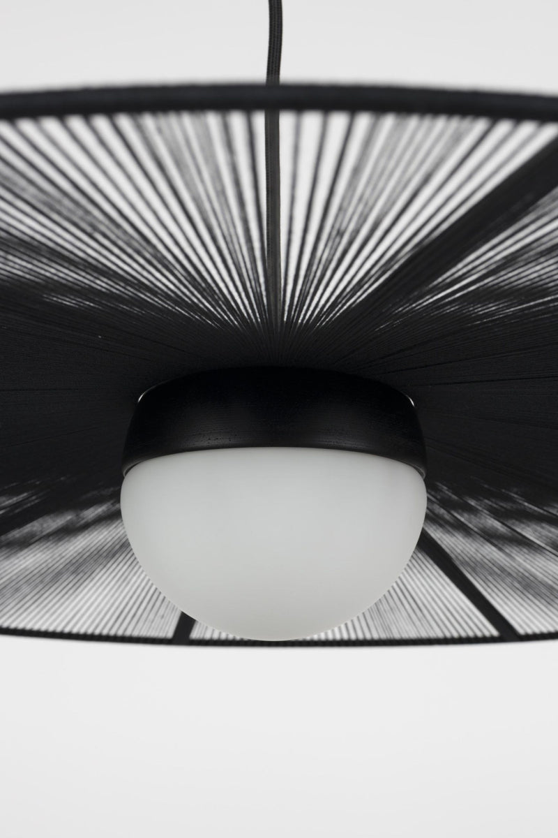Zuiver Hängelampe Belle S Schwarz | Design-Leuchte mit Seil-Schirm