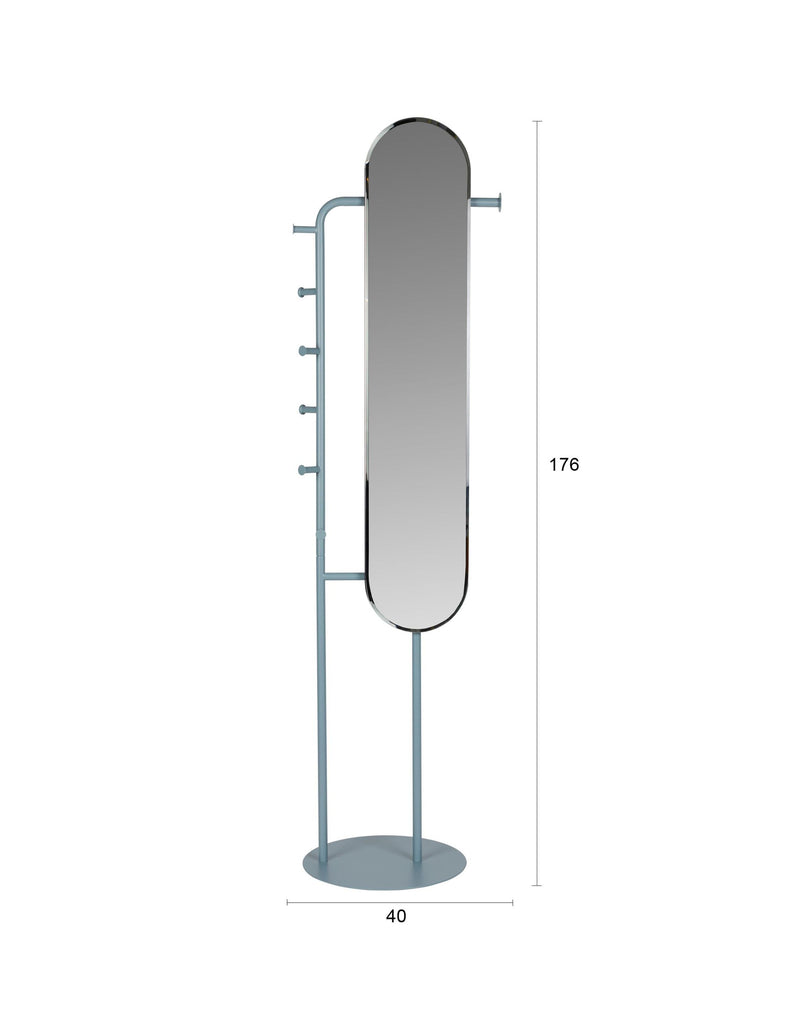 Standspiegel Vero Blau mit Garderobe | Design von Zuiver