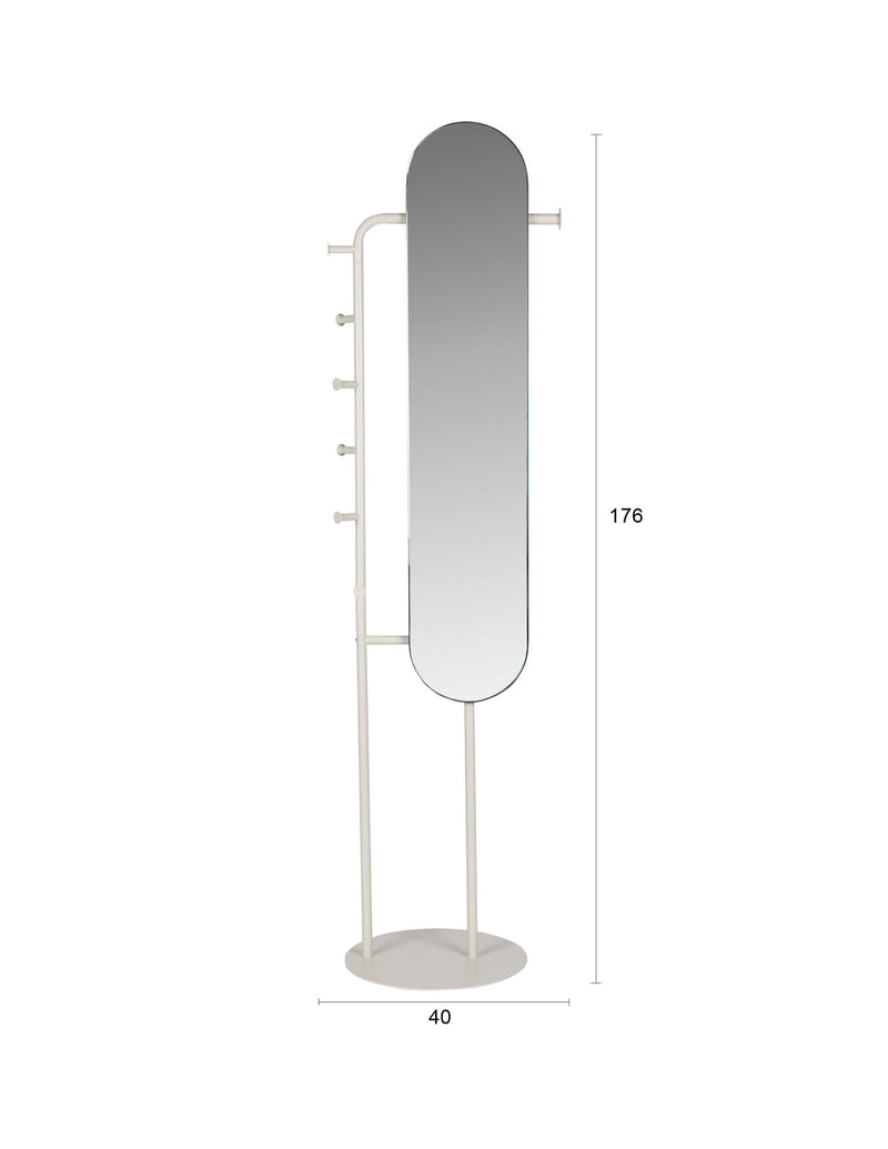 Standspiegel Vero Beige mit Garderobe | Design von Zuiver