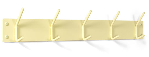 Garderobe FUSION 5 in Butter Yellow mit fünf Haken in Gesamtansicht von vorne.