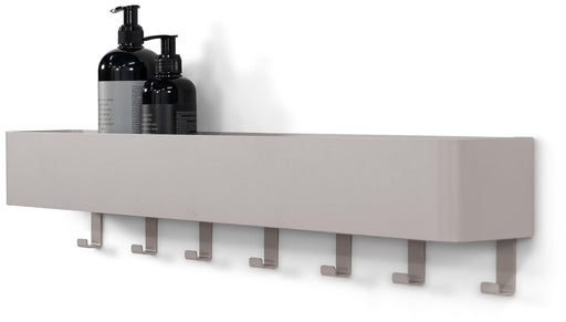 Garderobe MULTI 7 Stahl in Taupe mit sieben metallischen Haken in Gesamtansicht.