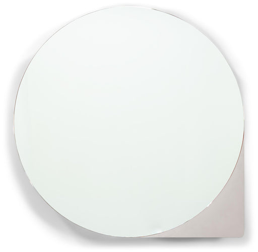 Spinder SONNET Large Stahl Spiegelschrank mit rundem Spiegelfront in Gesamtansicht von vorn.