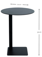 Beistelltisch SUNNY 50 aus schwarzem Stahl, rund, mit Maßen 40 cm Durchmesser und 50 cm Höhe