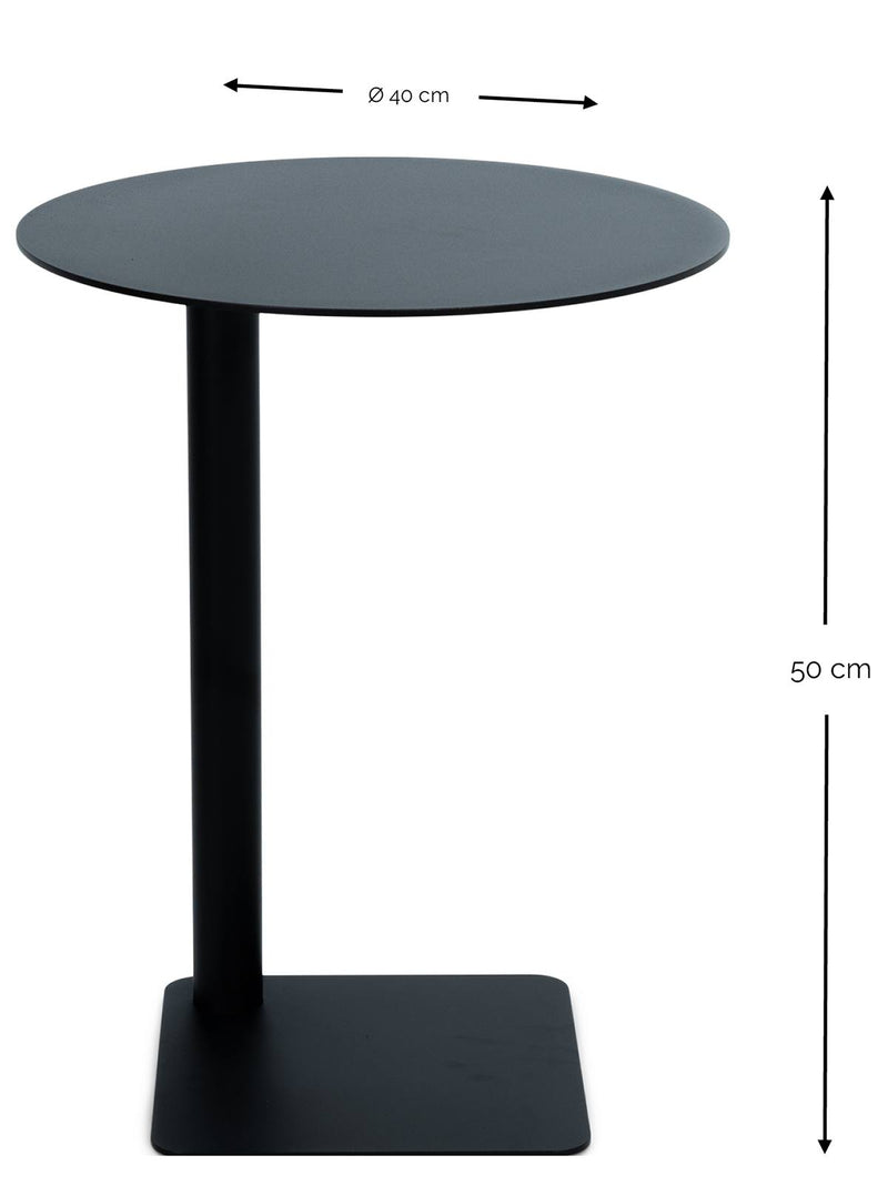 Beistelltisch SUNNY 50 aus schwarzem Stahl, rund, mit Maßen 40 cm Durchmesser und 50 cm Höhe
