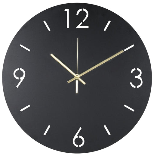 Spinder TIME Ø 40 mit schwarzem Zifferblatt, weißen Ziffern und goldenen Zeigern in Gesamtansicht.