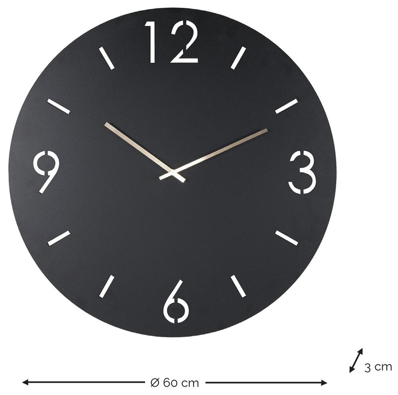Spinder TIME Ø 60 Minimalistische Stahl-Wanduhr