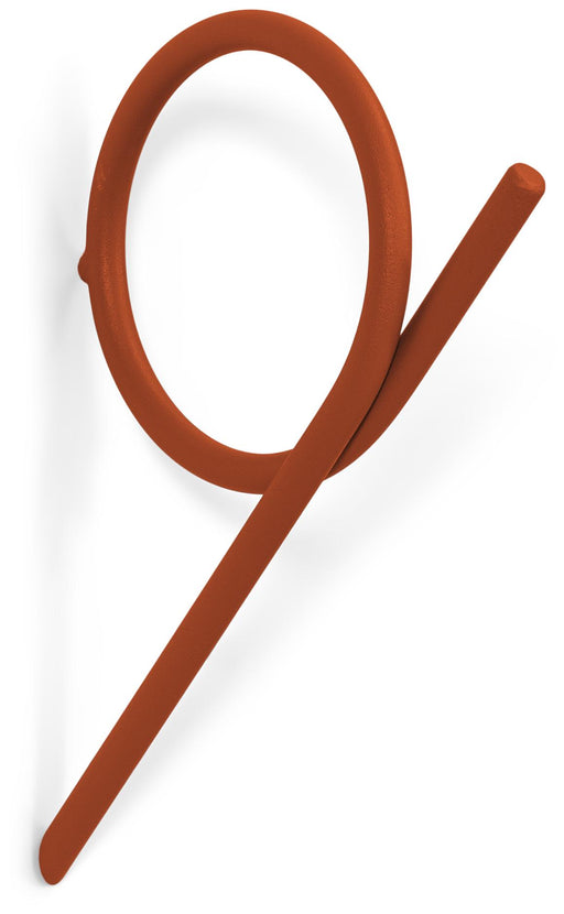 Spinder TUBA Large Wandhaken in Rostrot mit geschwungenem Design aus Stahlrohr, Gesamtansicht.