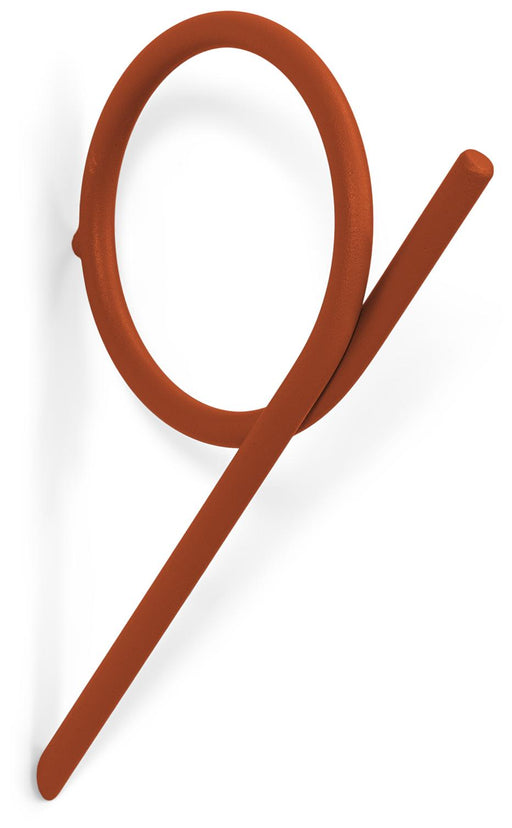 Spinder TUBA Medium Wandhaken in Rostrot, Gesamtansicht mit geschwungenem Design.