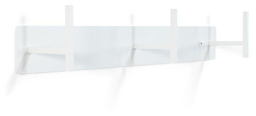 Spinder CHAPMAN 3 Stahl-Garderobe in Weiß, Gesamtansicht von vorne mit Haken und Ablageflächendetails.