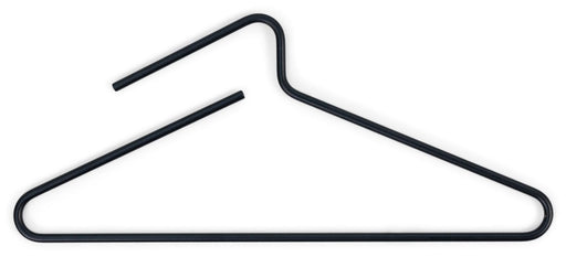 Design Spinder HANG-ON Stahl Kleiderbügel in Schwarz, Gesamtansicht von vorne.