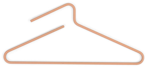 Design Spinder HANG-ON Stahl Kleiderbügel in Kupfer mit minimalistischer, geschwungener Form in Gesamtansicht.