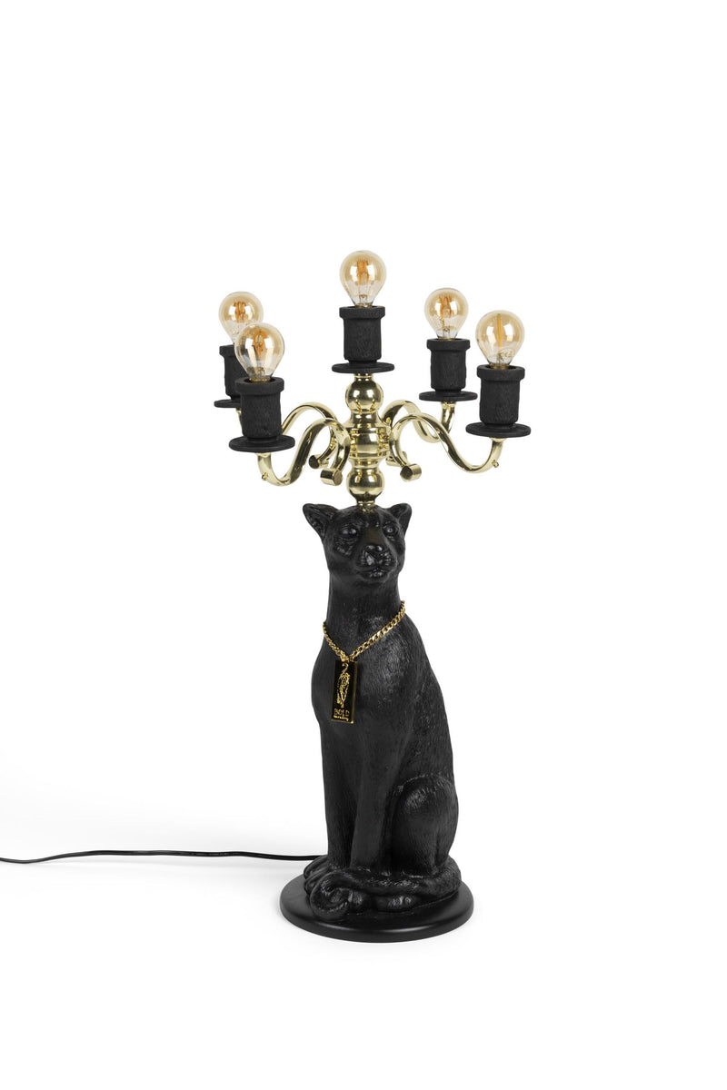 Bold Monkey Stehlampe Gekrönter Panther | Schwarz & Gold