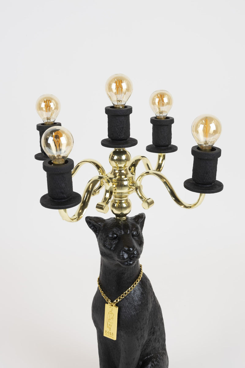 Bold Monkey Stehlampe Gekrönter Panther | Schwarz & Gold